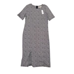 NWT Loft casual Black and White Dress with slit in front. Size 8